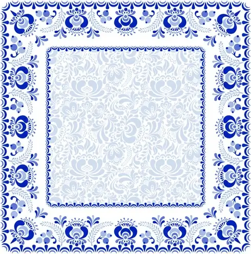 chinese style blue and white frame vector