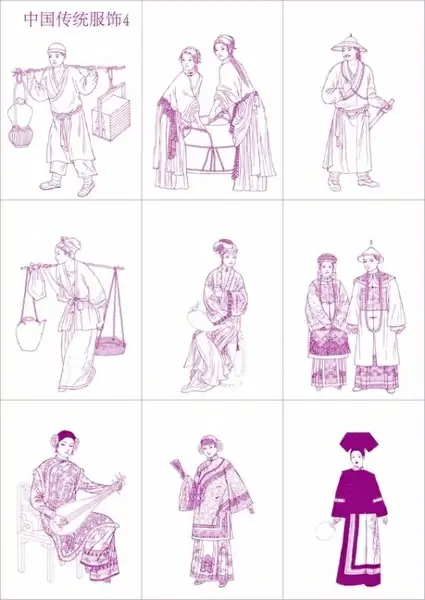 chinese traditional clothing vector 4