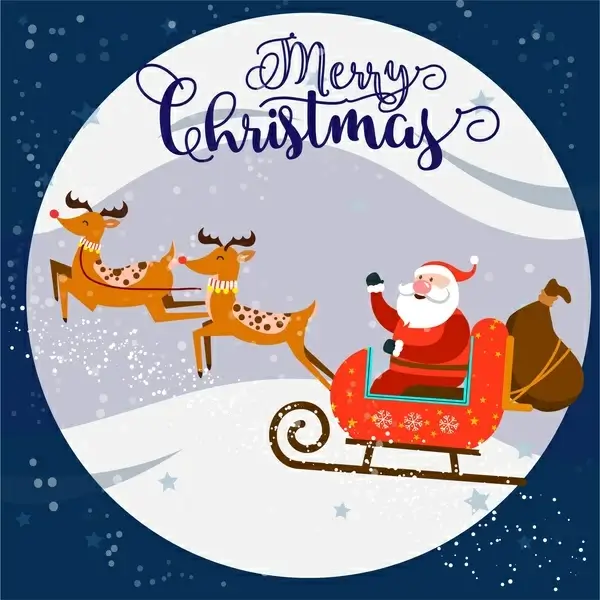 chirstmas background isolated with santa riding on moon