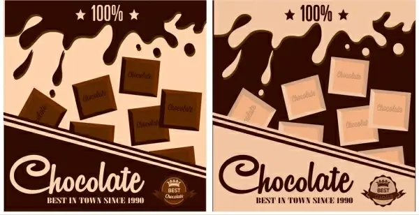 chocolate advertisement sets dark design splashing milk decor