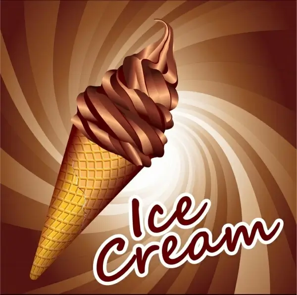 chocolate ice cream advertisement shiny brown swirl decoration