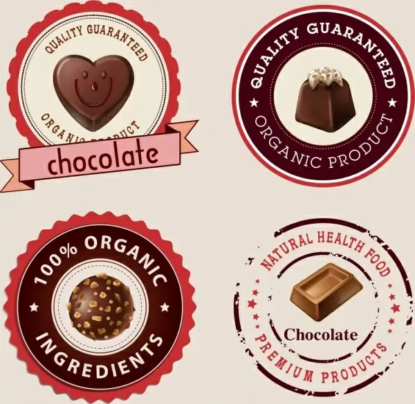 chocolate labels collection shiny circle decor