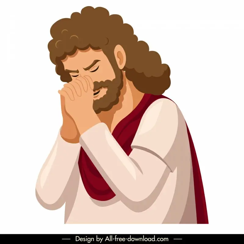 christian believer praying icon cartoon design  