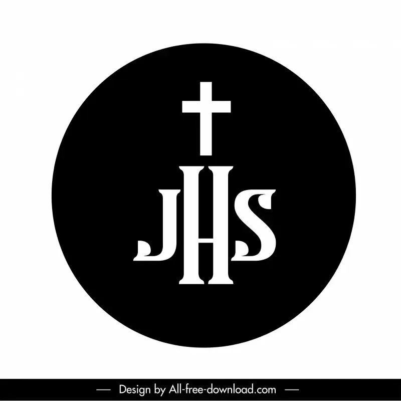 christian host icon silhouette flat round shape symmetric texts decor