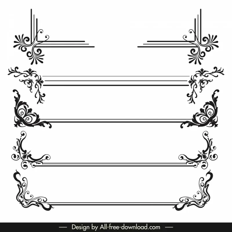 christianity ornament corner templates black white symmetrical elegance shapes