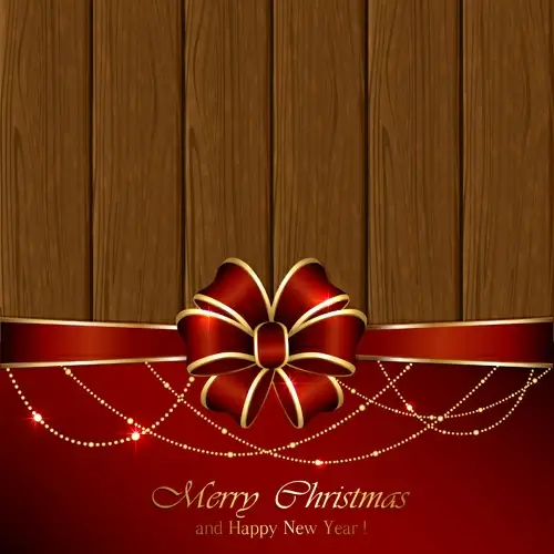 christmas and new year decorations with wooden background vector