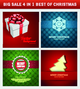 christmas background 4 in 1 vector set