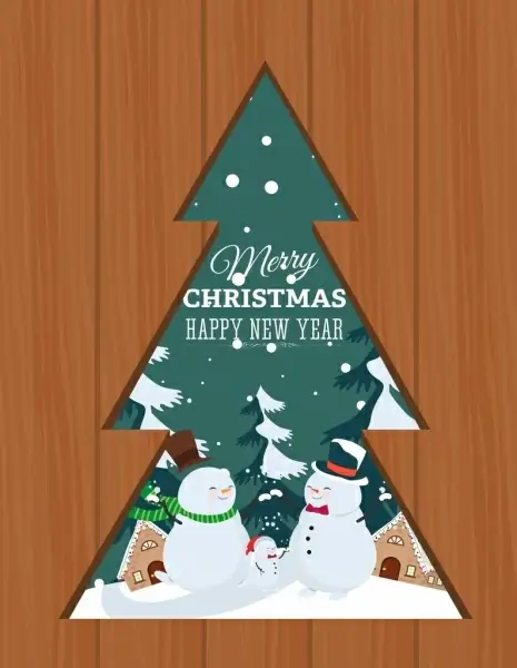 christmas background arrow fir tree snowman icons