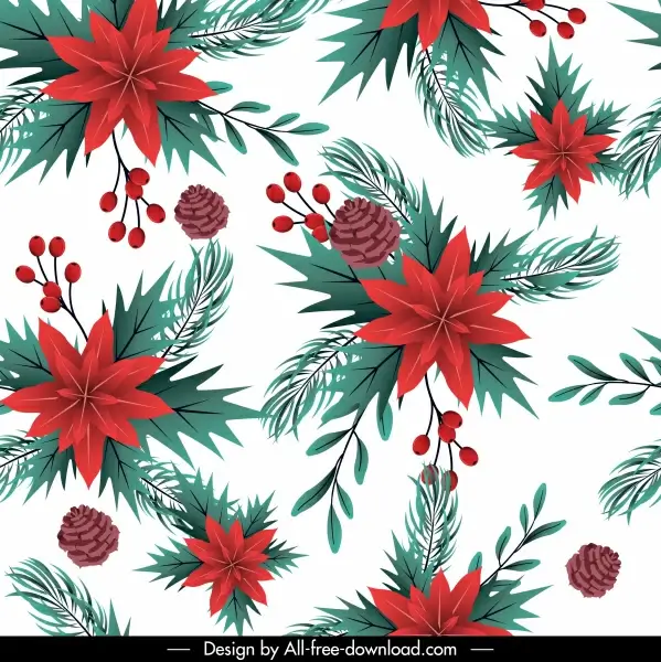 christmas background bright colored pine flowers decor