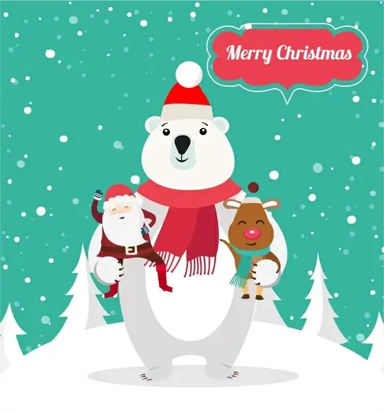 christmas background design with cute polar bear