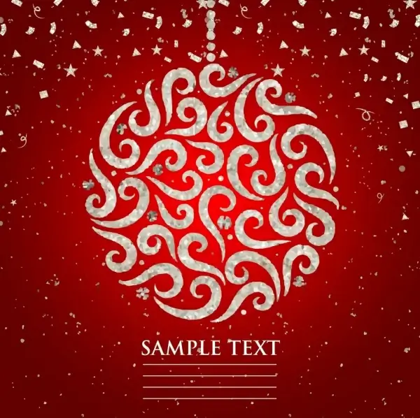 christmas background glittering red decor curved bauble icon