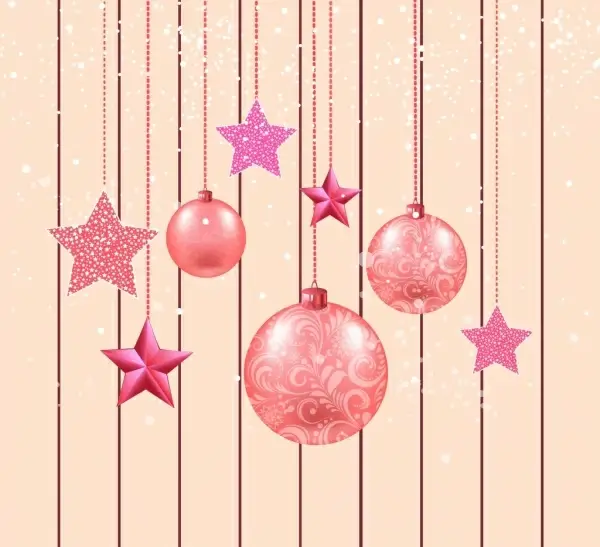 christmas background hanging decorative baubles icons