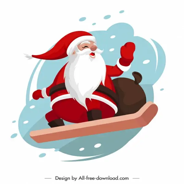 christmas background skiing santa sketch dynamic cartoon