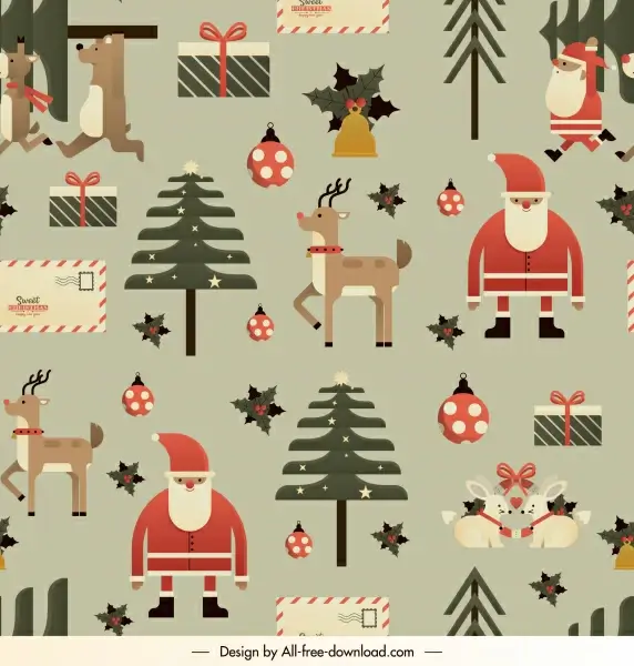 christmas background template classical design repeating elements