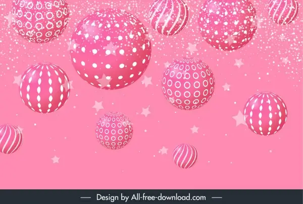 christmas background template pink baubles decor modern 3d
