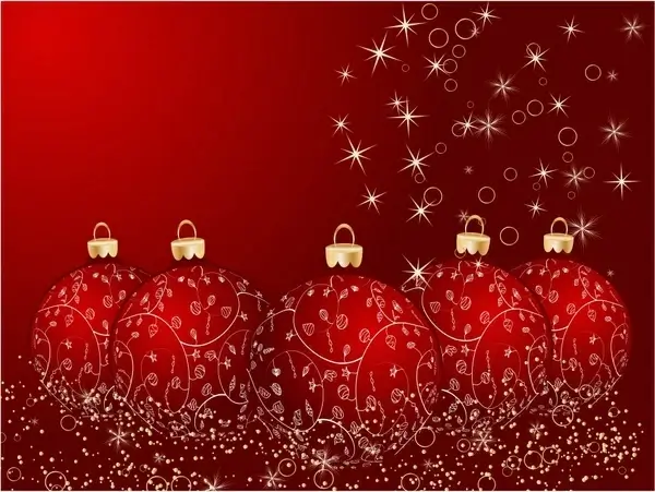 xmas background twinkling red bauble balls decor