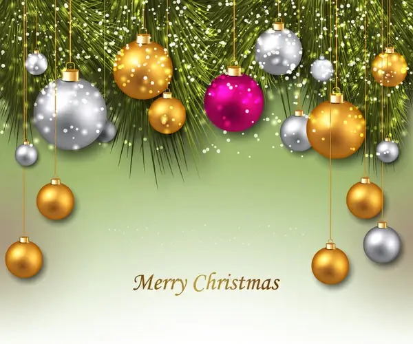 christmas background with colorful balls and fir twigs