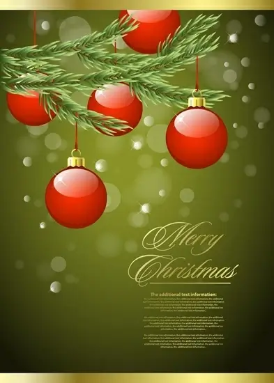 christmas banner elegant shiny baubles decor bokeh design