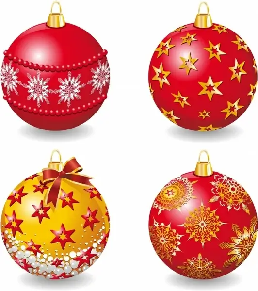 xmas bauble ball icons shiny colorful 3d design