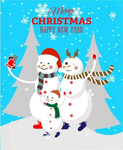 christmas banner design snowman selfie style