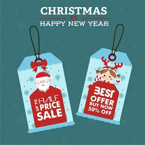 christmas banner design with sales tags