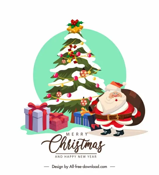 christmas banner template fir tree santa presents sketch