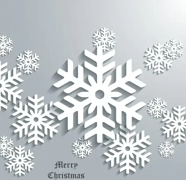 christmas banner with white flakes on grey background