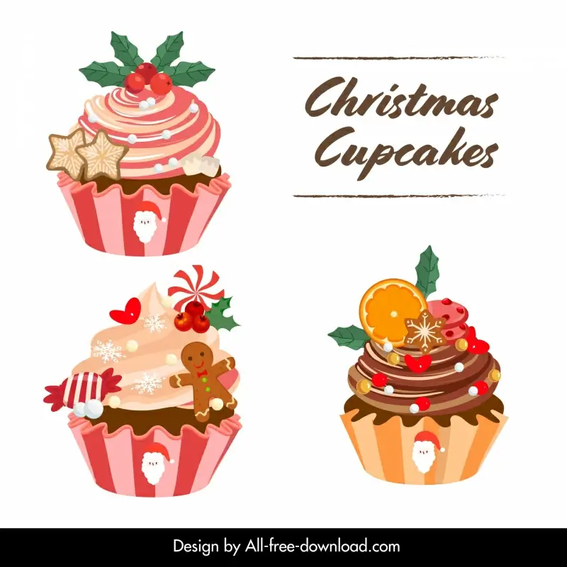 christmas cake design elements elegant delicious cupcakes