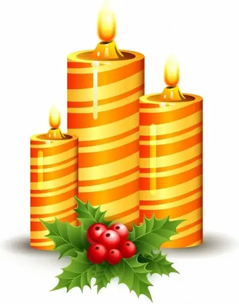Christmas candles and holly berry Vectors graphic art designs in ...