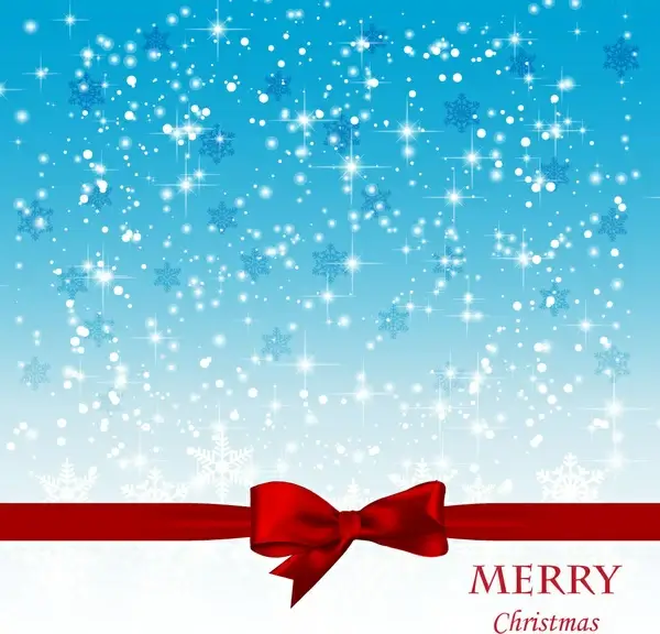 christmas card background with spark and red knot