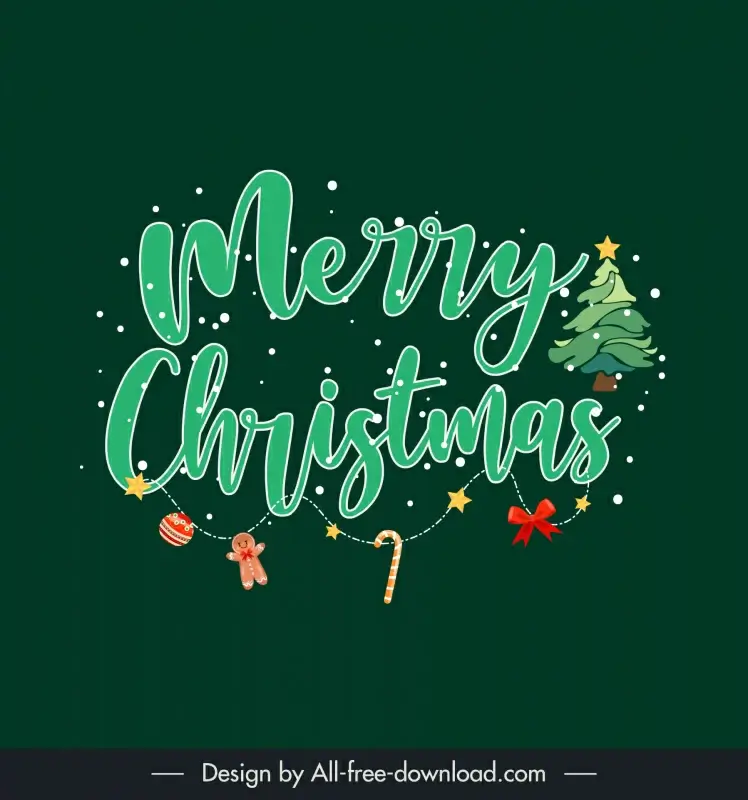 christmas card design elements elegant flat calligraphic greeting fir tree baubles decor