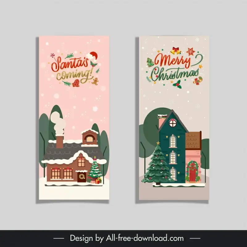christmas card template elegant classic house snow scene 