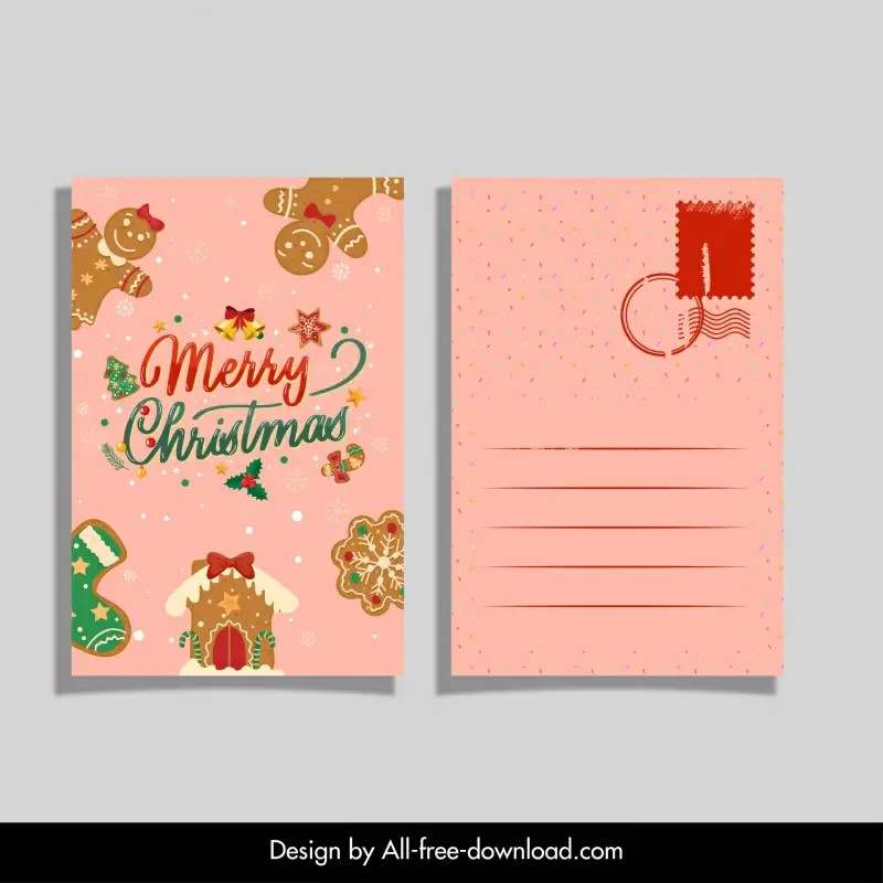 christmas card template flat elegant classic 