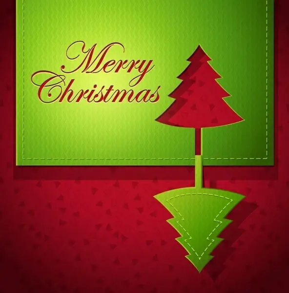 christmas card background elegant symmetric papercut fir tree