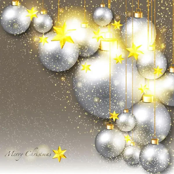 christmas decor with golden star and silver ball