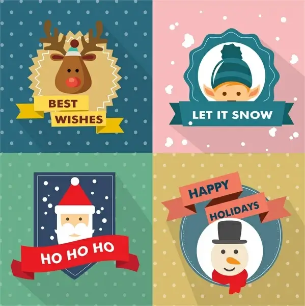 christmas design elements isolated with various symbols