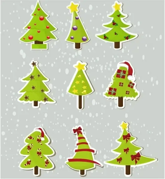 christmas elements stickers 04 vector