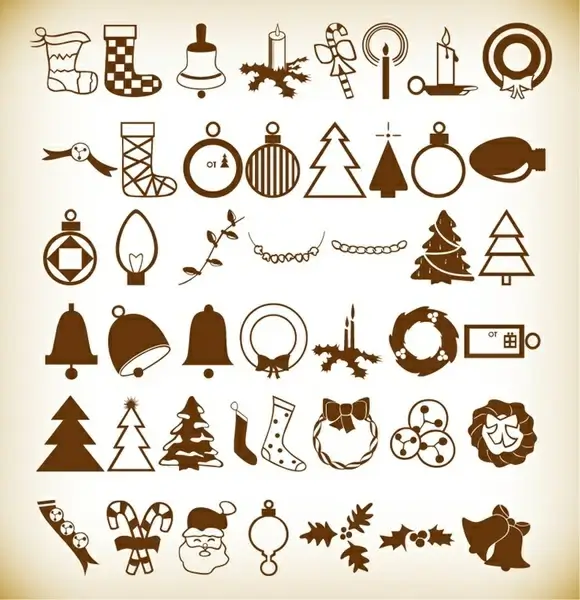 christmas elements vector illustration set