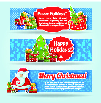 christmas elements with santa vector banner