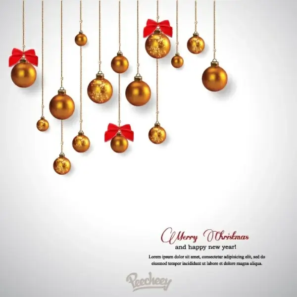 christmas greeting card with shiny christmas balls