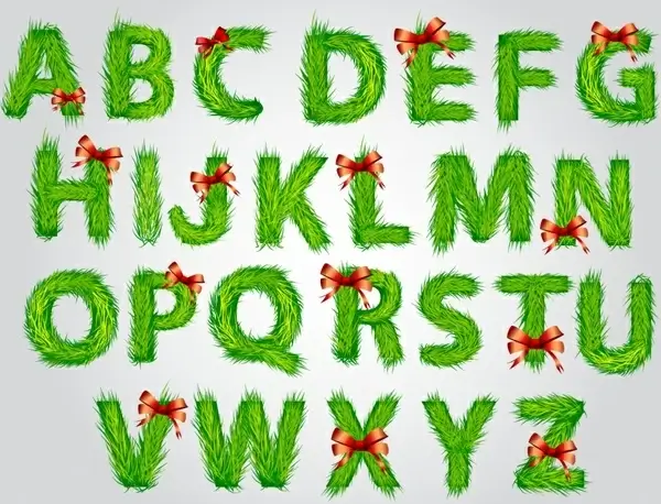 christmas lawn vector english font alphabet