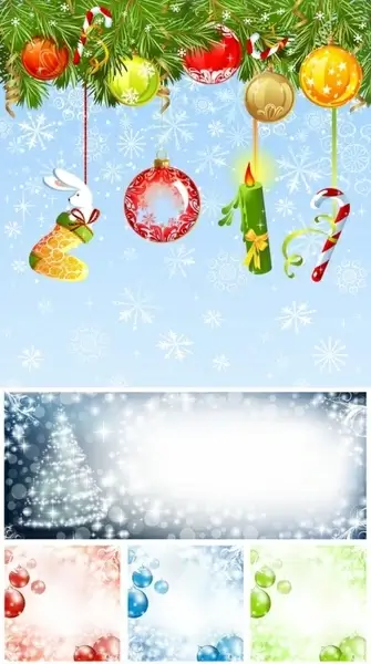 christmas ornaments and background vector