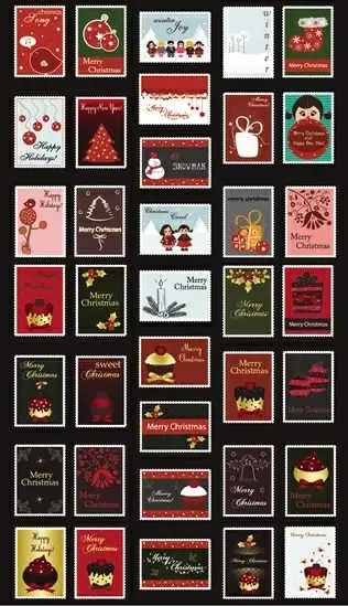 christmas stamps templates collection colorful classical decor