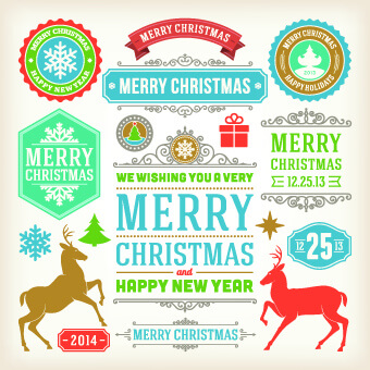 christmas ornate gift cards vector set