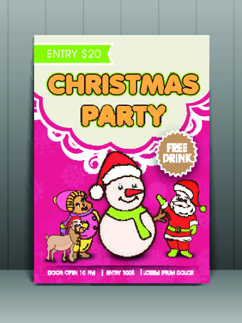 christmas party flyer vector template