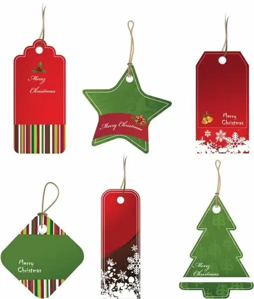 christmas hang tag templates colored flat shapes decor