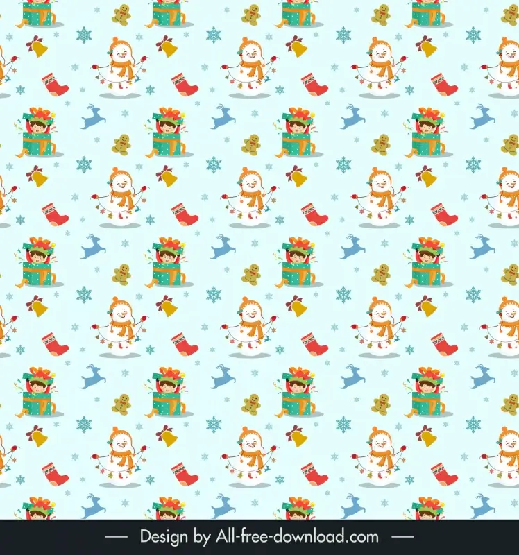 christmas seamless pattern template cute repeating funny kids xmas elements decor