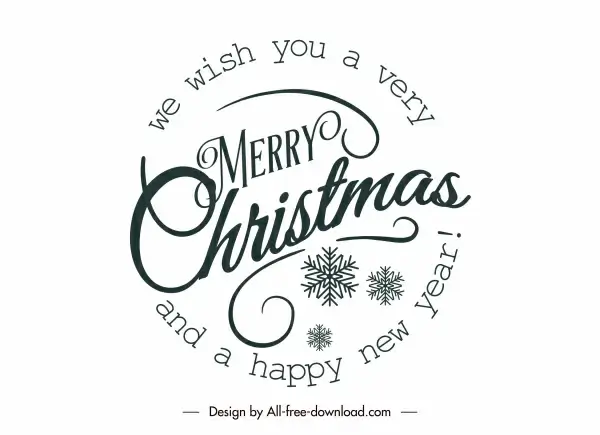 christmas sign template calligraphic snowflakes decor circle layout