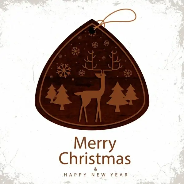 christmas tag template brown classical wooden design