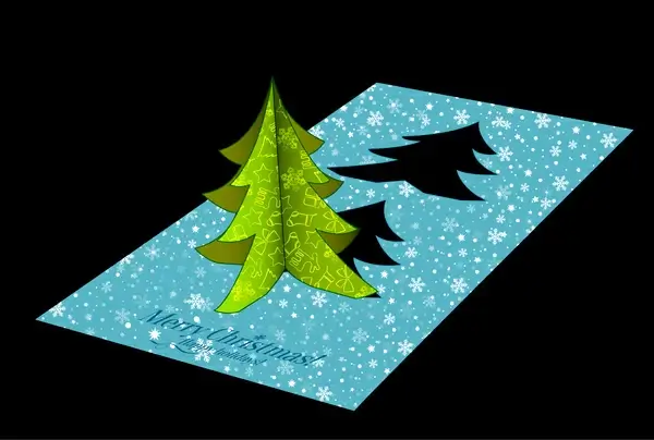 christmas template design with 3d fir tree card